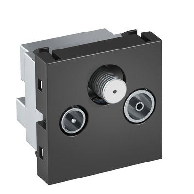 Tomada de antena Simples, Radio - TV - SAT 45x45mm Policarbonato cinzento antracite RAL 7021