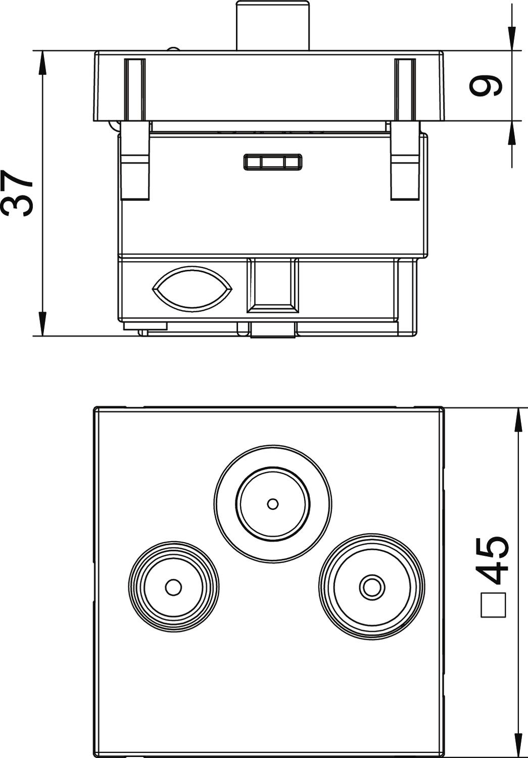 Tomada de antena Simples, Radio - TV - SAT 45x45mm Policarbonato alumínio lacado – Imagem 2 de 3