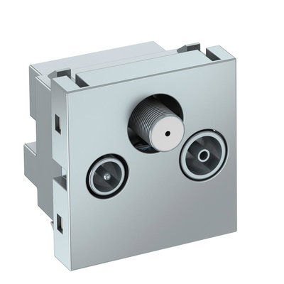 Tomada de antena Simples, Radio - TV - SAT 45x45mm Policarbonato alumínio lacado