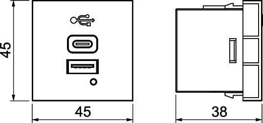 Carregador USB com corrente de 3,0 A 45x45x38 Policarbonato cinzento antracite RAL 7021 – Imagem 2 de 2