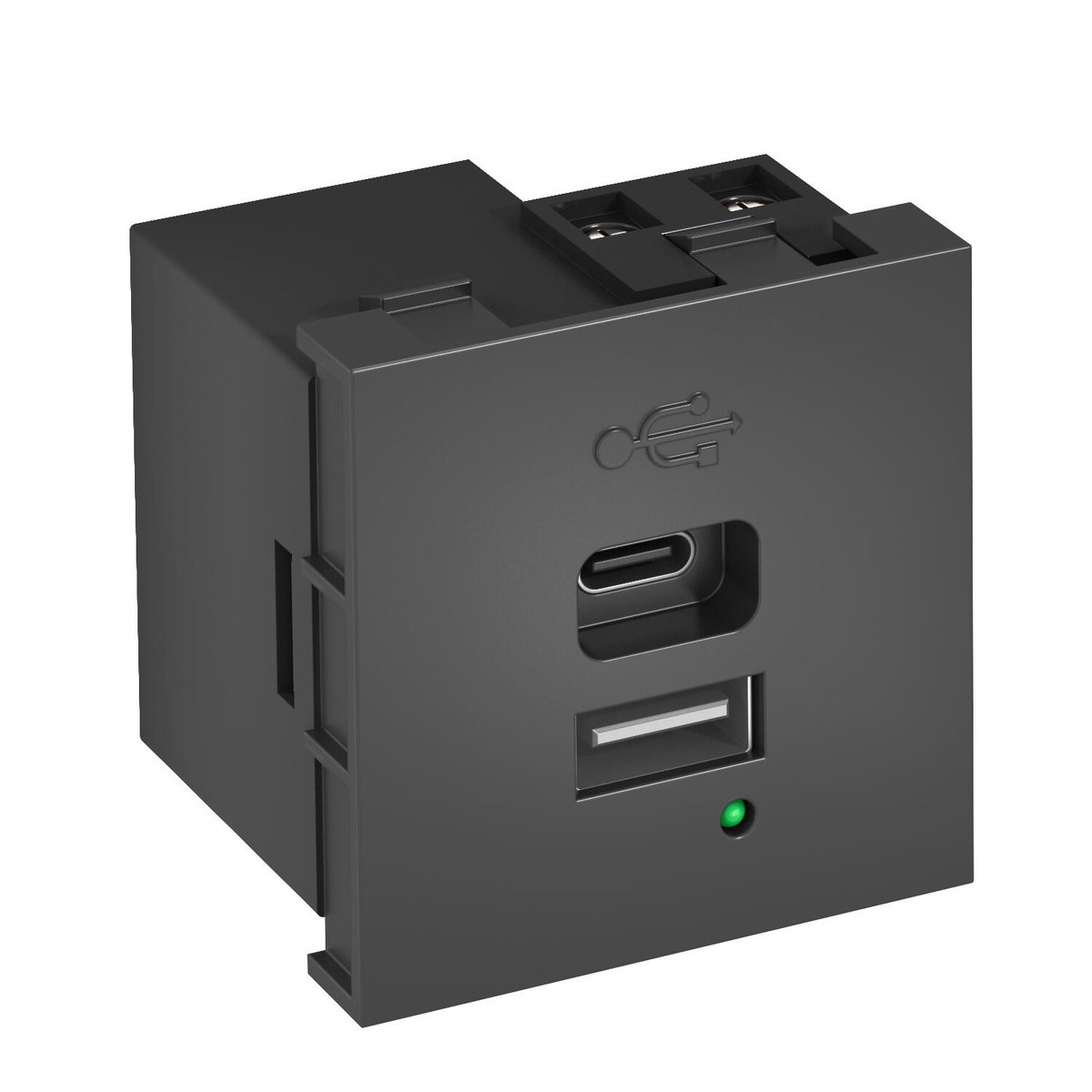 Carregador USB com corrente de 3,0 A 45x45x38 Policarbonato cinzento antracite RAL 7021