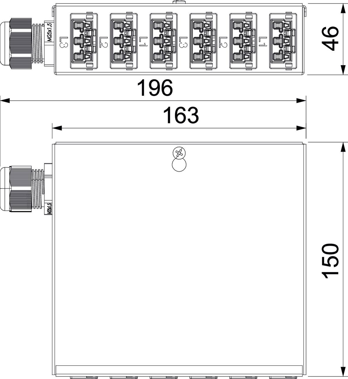 Distribuidor 1xLigação de parafuso 6xWINSTA 150x196x46 Aço – Imagem 2 de 2