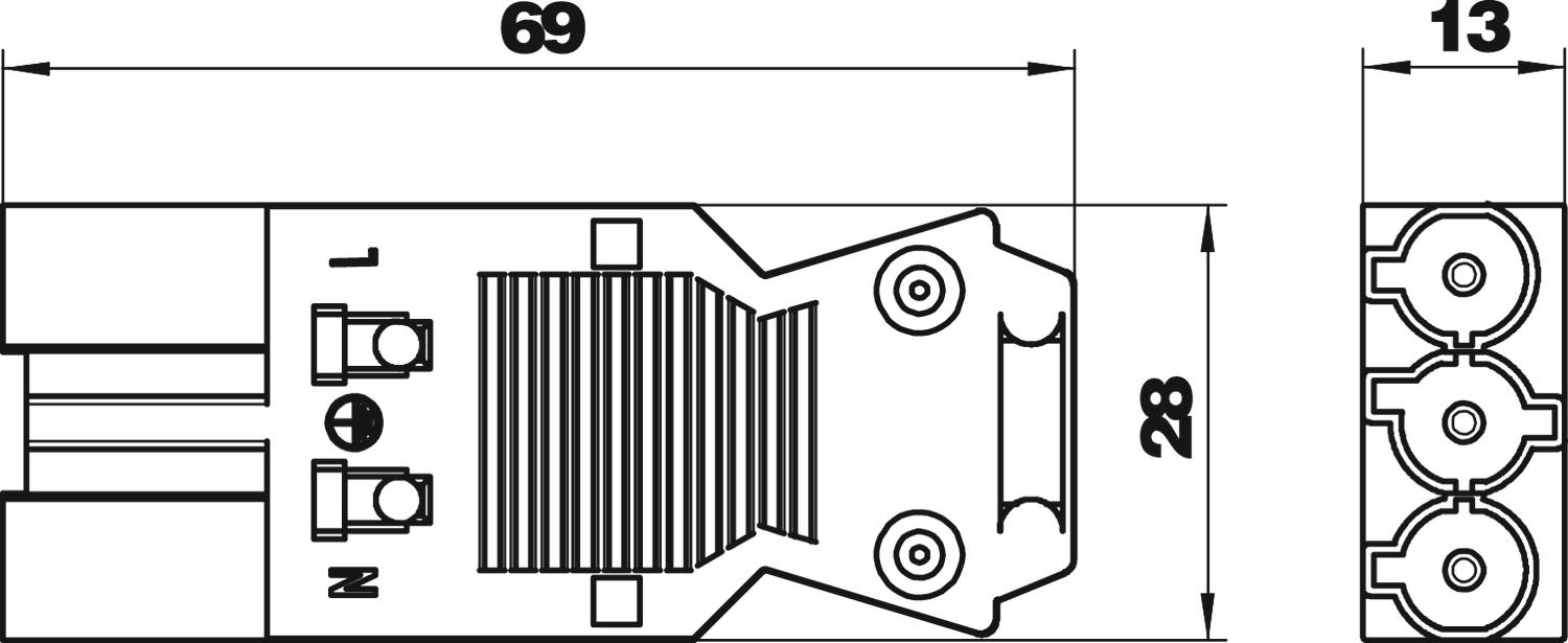 Ficha de corrente de 3 polos Ligação de parafuso branco – Imagem 2 de 2