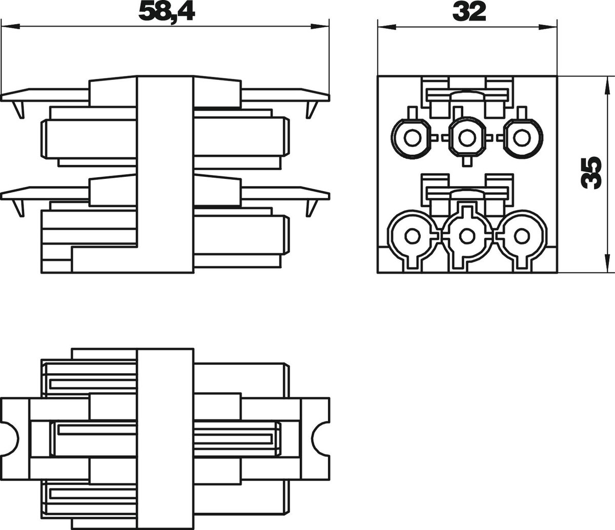 Bloco de distribuição 3 polos 1 entrada/3 saídas de 3 polos preto – Imagem 2 de 2
