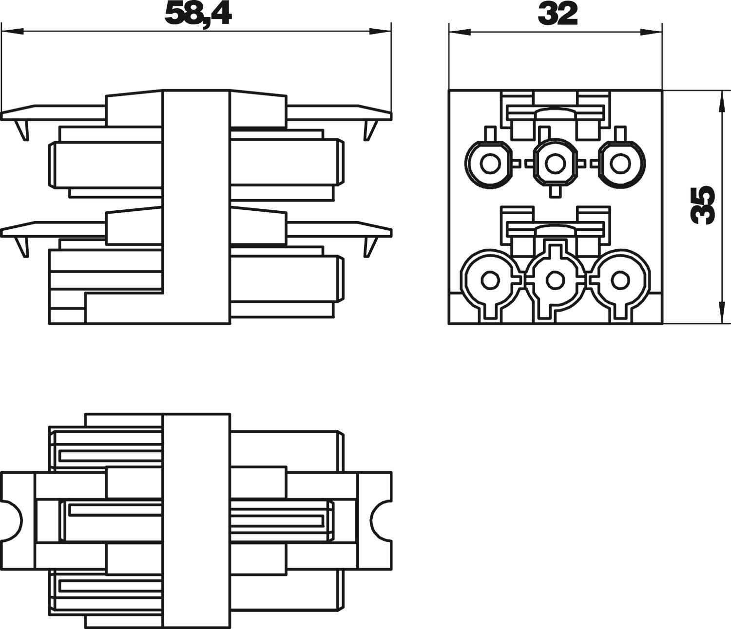 Bloco de distribuição 3 polos 1 entrada/3 saídas de 3 polos preto – Imagem 2 de 2