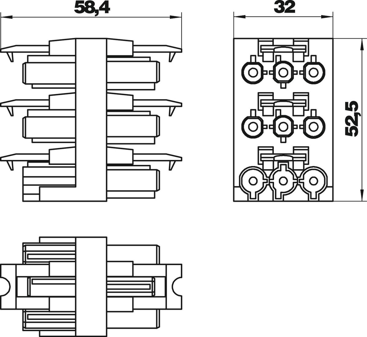 Bloco de distribuição 3 polos 1 entrada/5 saídas de 3 polos preto – Imagem 2 de 2