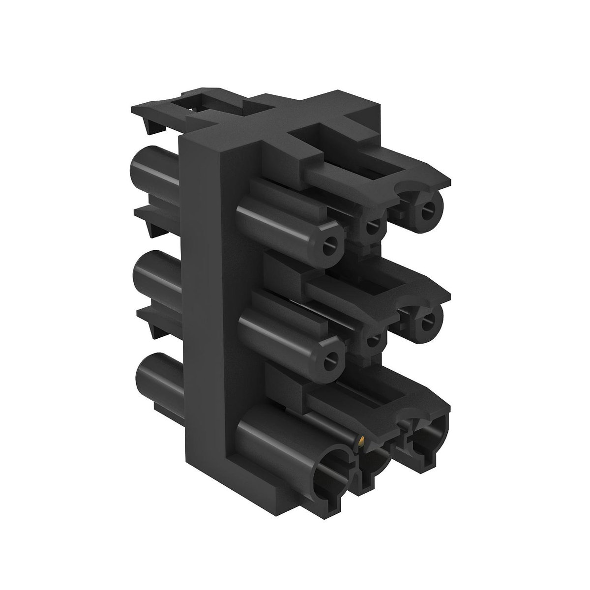 Bloco de distribuição 3 polos 1 entrada/5 saídas de 3 polos preto