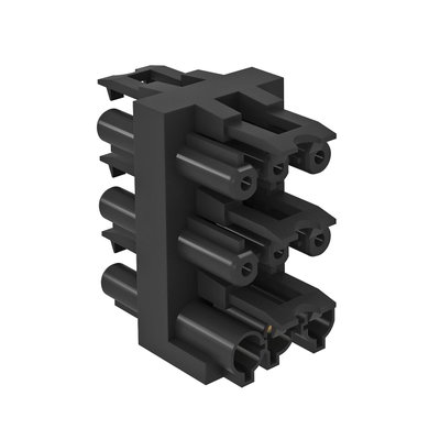 Bloco de distribuição 3 polos 1 entrada/5 saídas de 3 polos preto