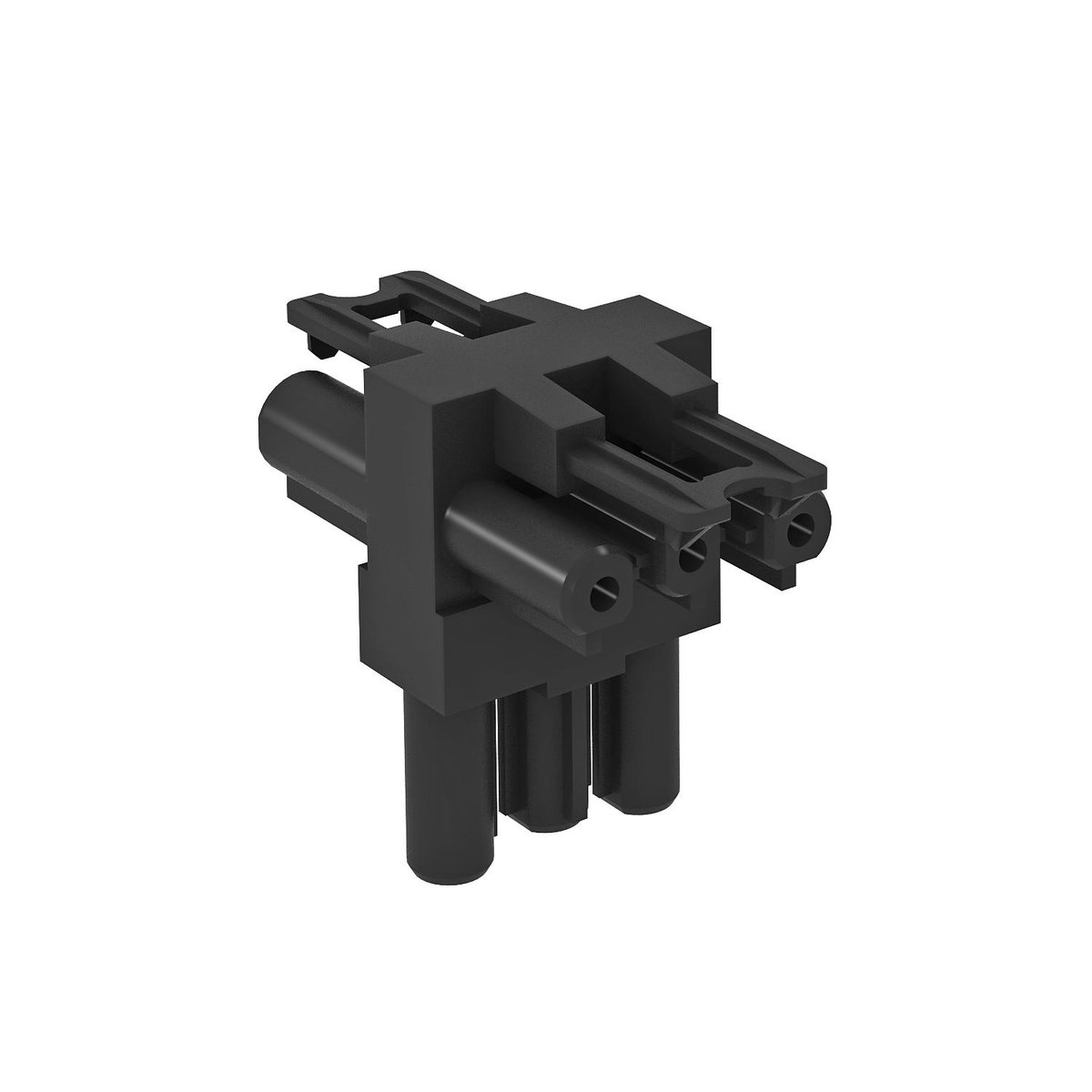 Bloco de distribuição T 1 entrada/2 saídas de 3 polos preto