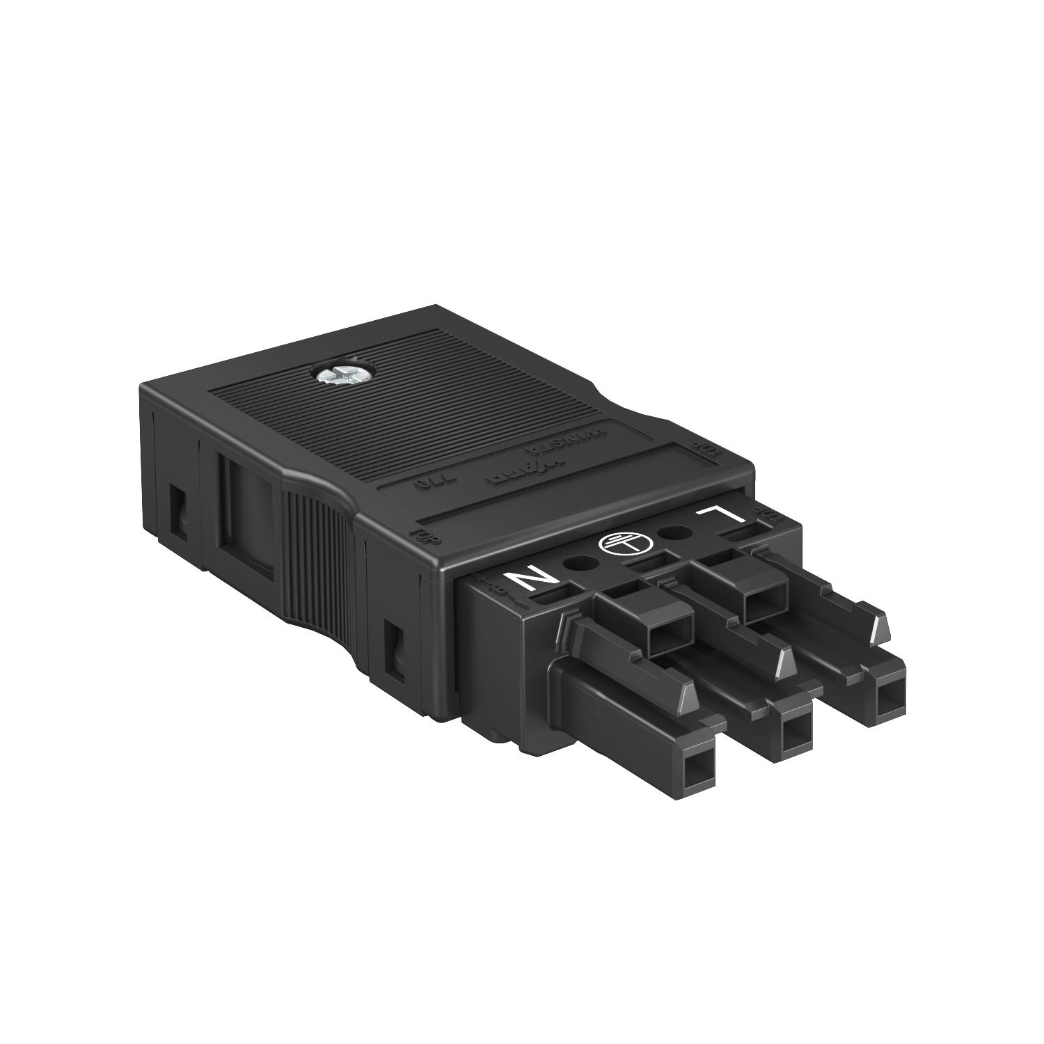 Tomada de corrente 3 polos, WINSTA 76x35x15 Poliamida preto