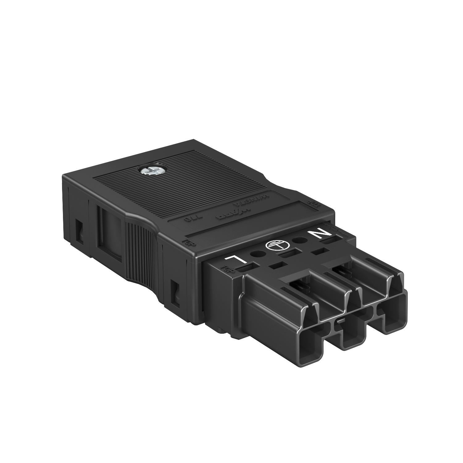 Ficha de corrente 3 polos, WINSTA 76x35x15 Poliamida preto
