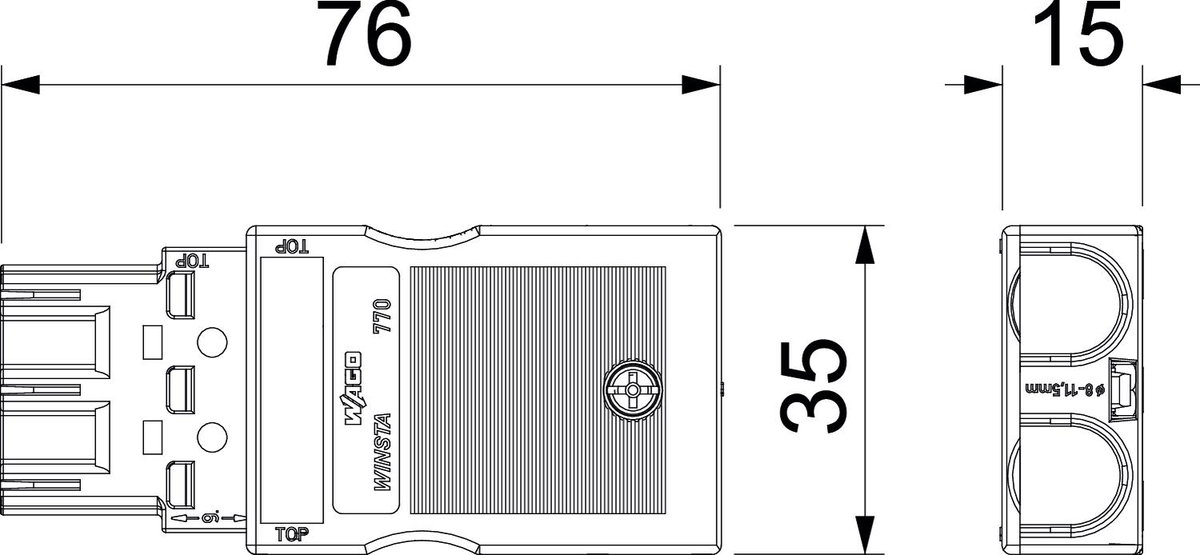 Ficha de corrente 3 polos, WINSTA 76x35x15 Poliamida branco – Imagem 2 de 2
