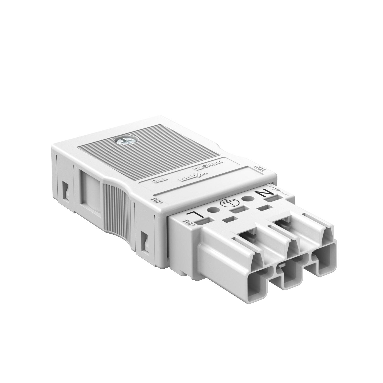 Ficha de corrente 3 polos, WINSTA 76x35x15 Poliamida branco