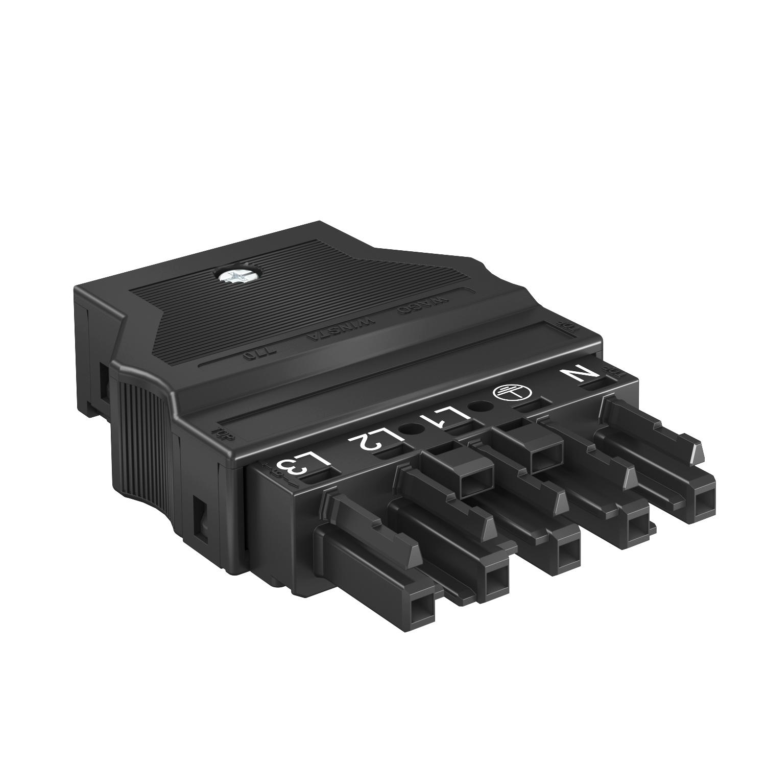 Tomada de corrente 5 polos, WINSTA 76x55x17 Poliamida preto