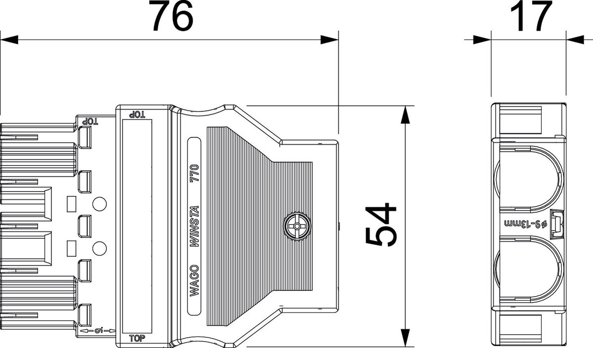 Ficha de corrente 5 polos, WINSTA 76x55x17 Poliamida preto – Imagem 2 de 2