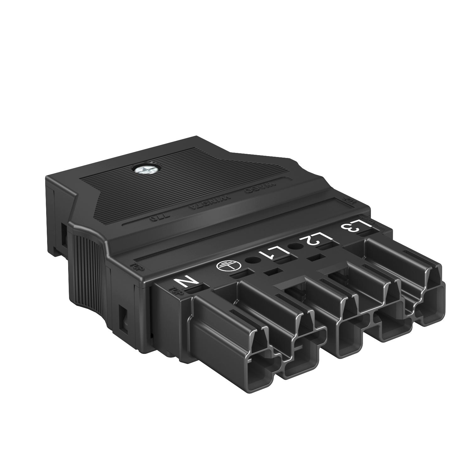 Ficha de corrente 5 polos, WINSTA 76x55x17 Poliamida preto
