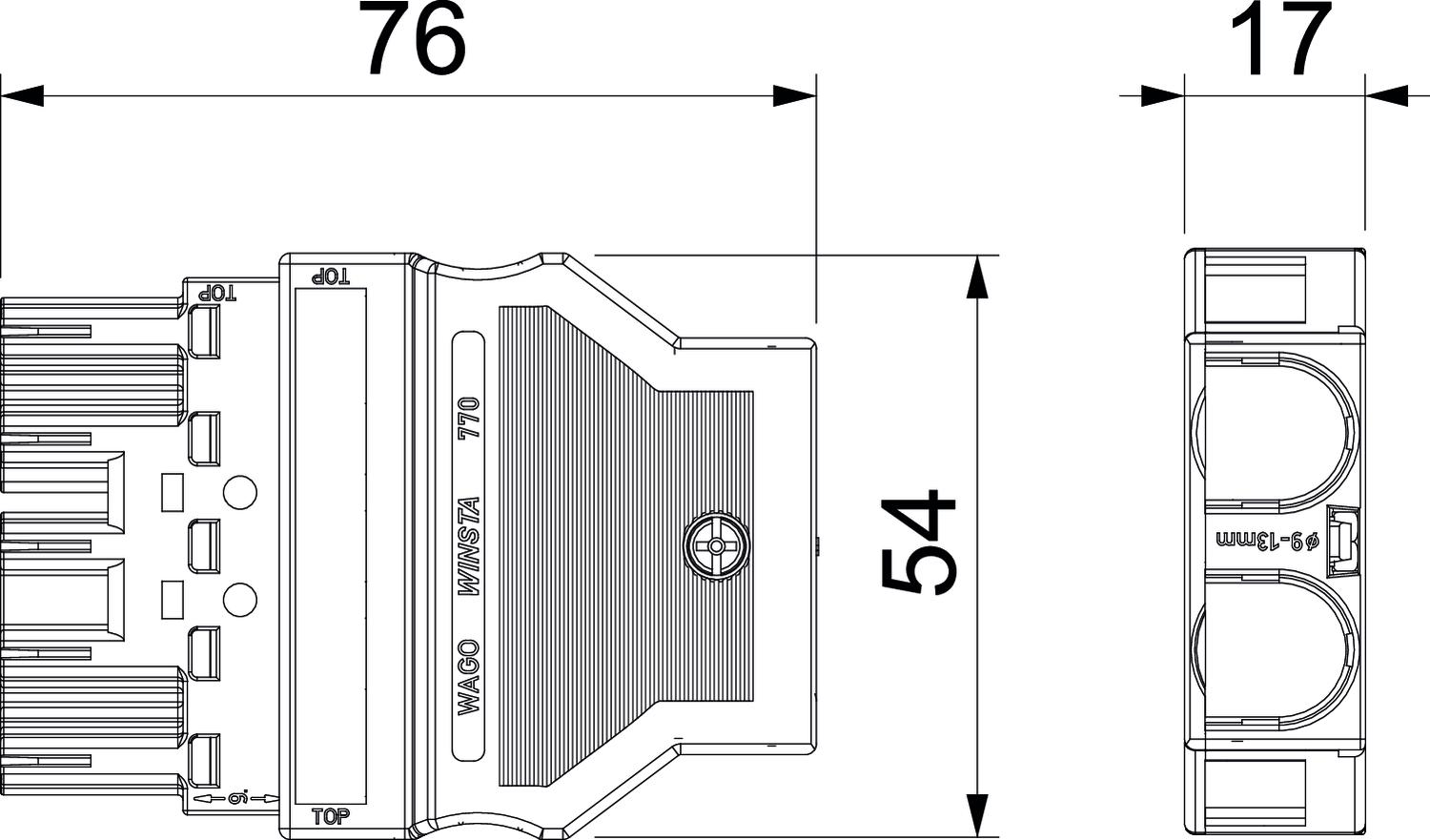 Ficha de corrente 5 polos, WINSTA 76x55x17 Poliamida branco – Imagem 2 de 2