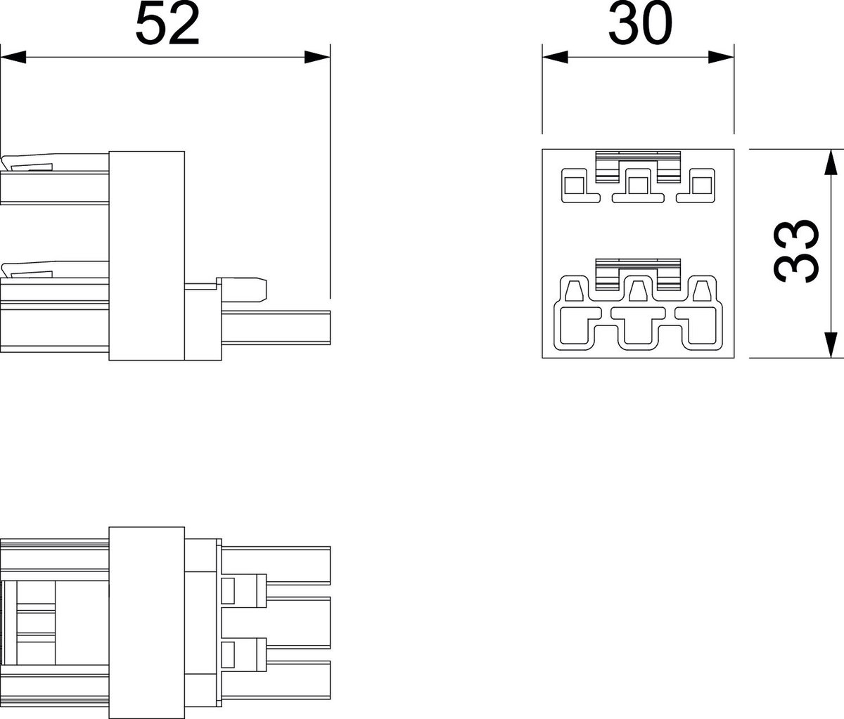 Bloco de distribuição 3 polos, 1E-2A, WINSTA 51x30x33 Poliamida preto – Imagem 2 de 2