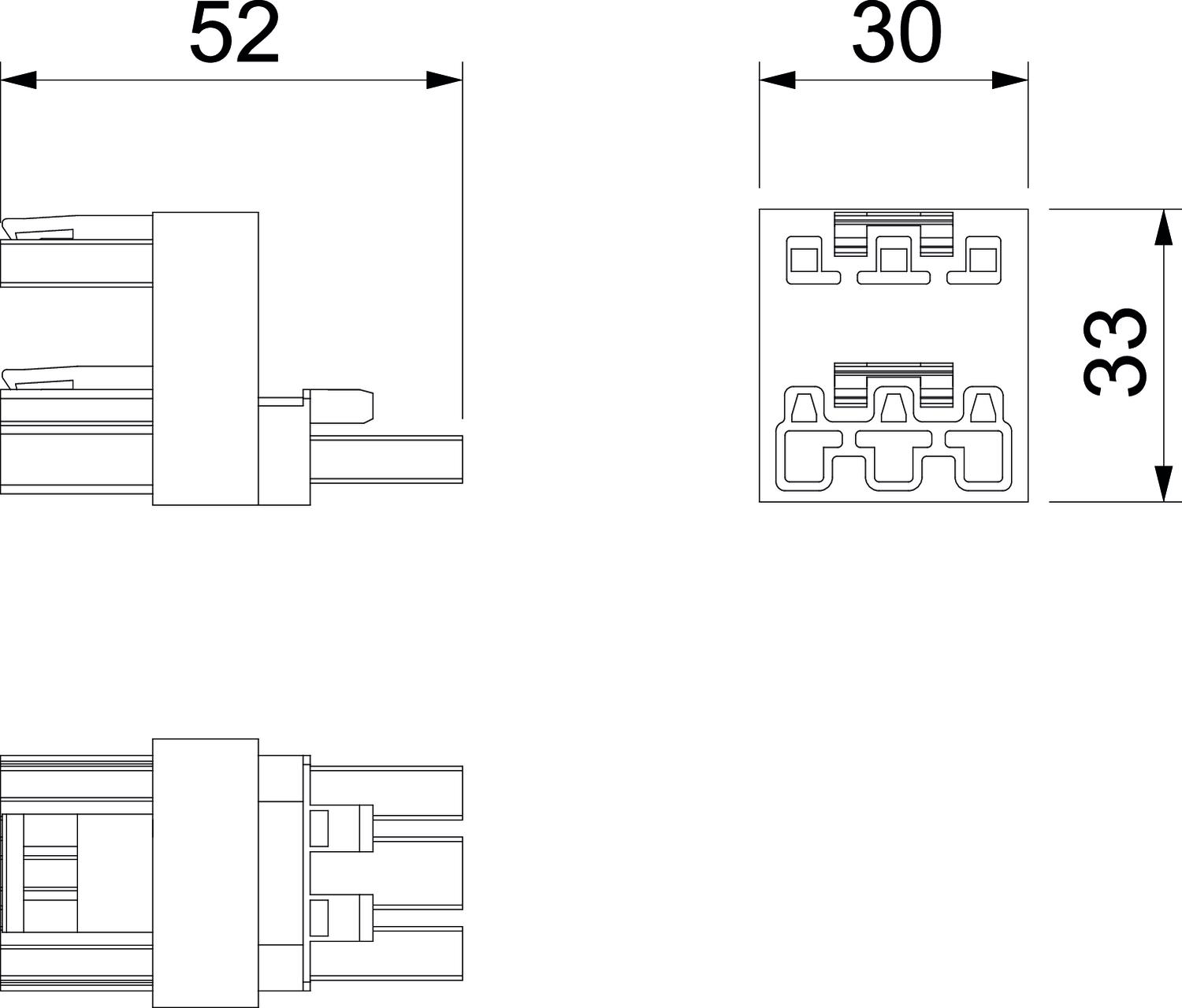Bloco de distribuição 3 polos, 1E-2A, WINSTA 51x30x33 Poliamida preto – Imagem 2 de 2