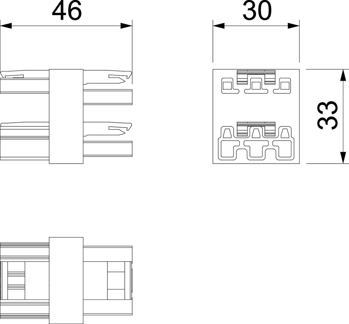 Bloco de distribuição 3 polos, 1E-3A, WINSTA 46x30x33 Poliamida preto – Imagem 2 de 2