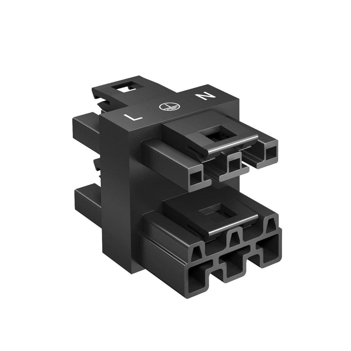 Bloco de distribuição 3 polos, 1E-3A, WINSTA 46x30x33 Poliamida preto