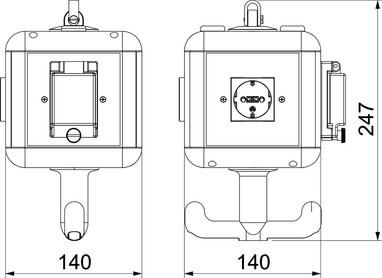 HoverCube IP20, com FI/LS VDE Poliamida preto grafite RAL 9011 – Imagem 2 de 2