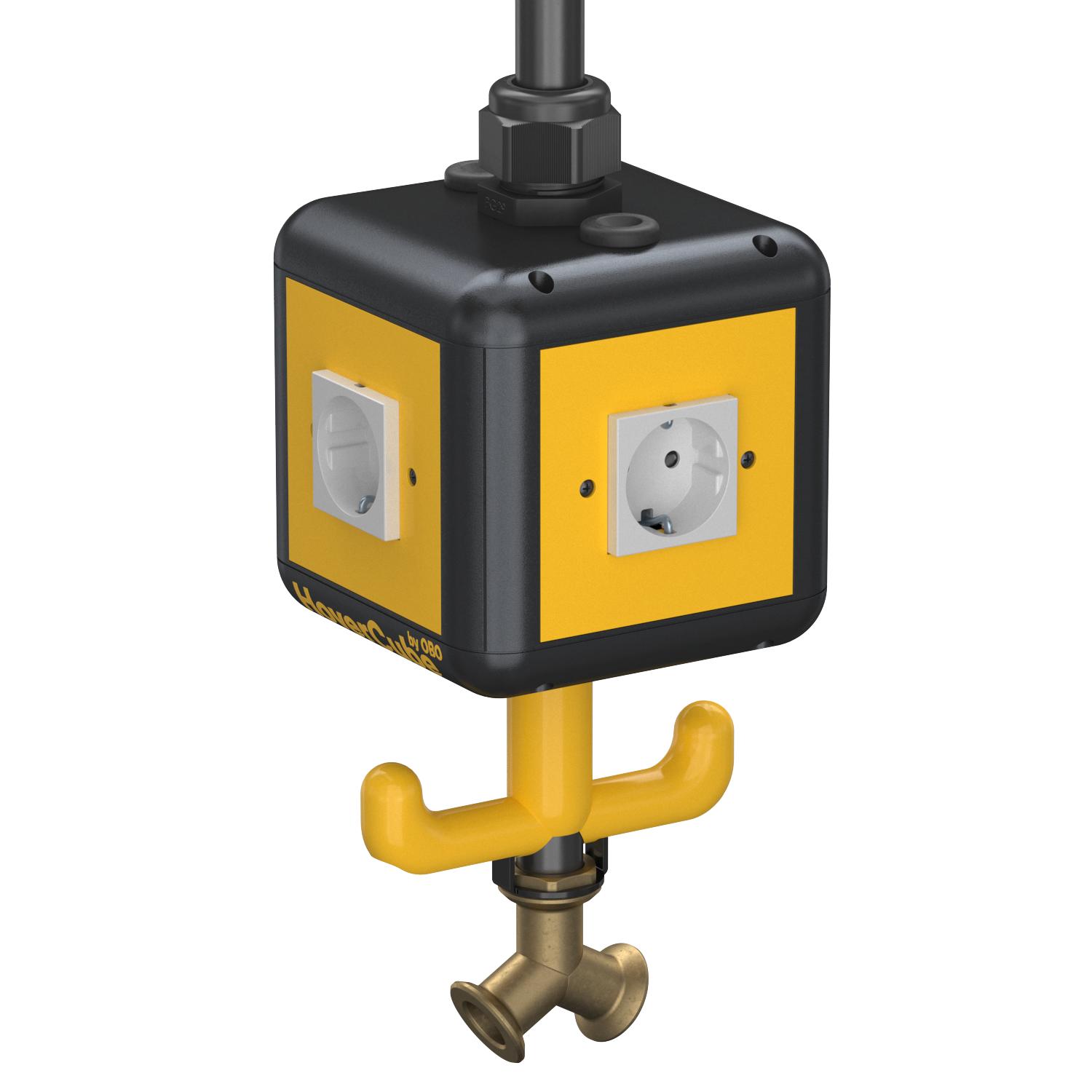 HoverCube IP20, ar, pega, equipado 140x140x1100 Poliamida preto grafite RAL 9011