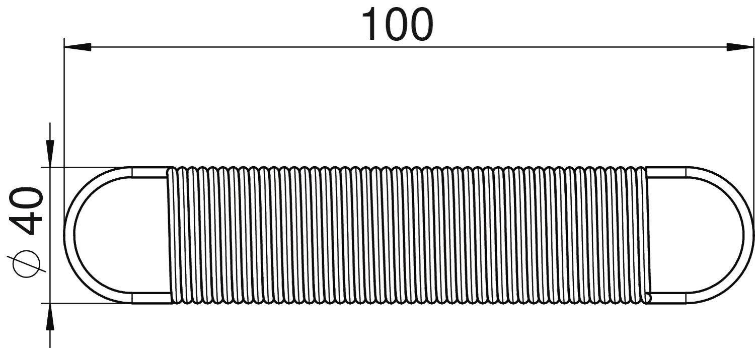 Mola de tração Comprimento =200+300, Cor=100N Aço inoxidável A2 1.4310 brilhante, pós-tratamento – Imagem 2 de 2