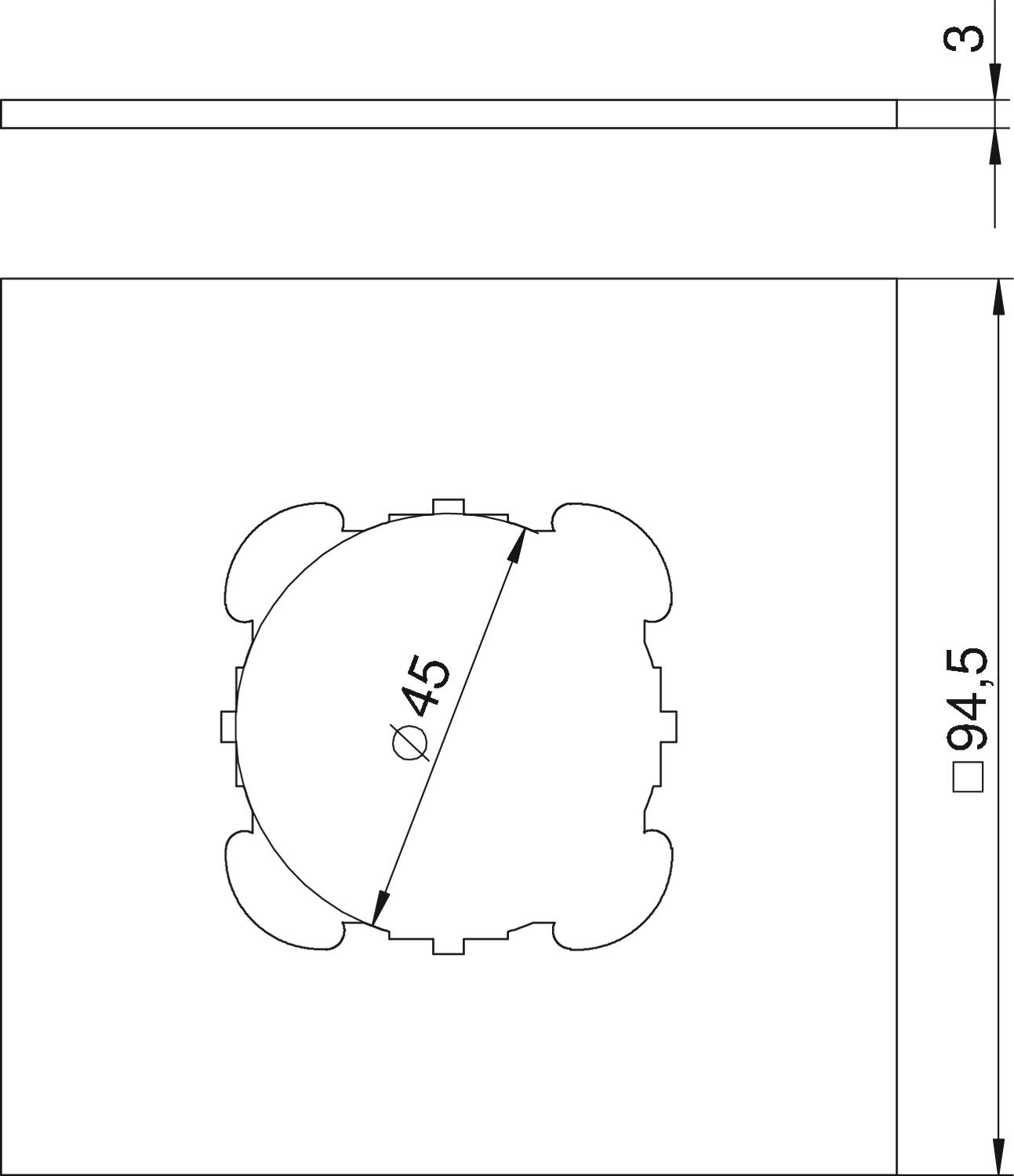 Espelho EKR, simples 95x95mm Poliamida amarelo cádmio RAL 1021 – Imagem 2 de 2