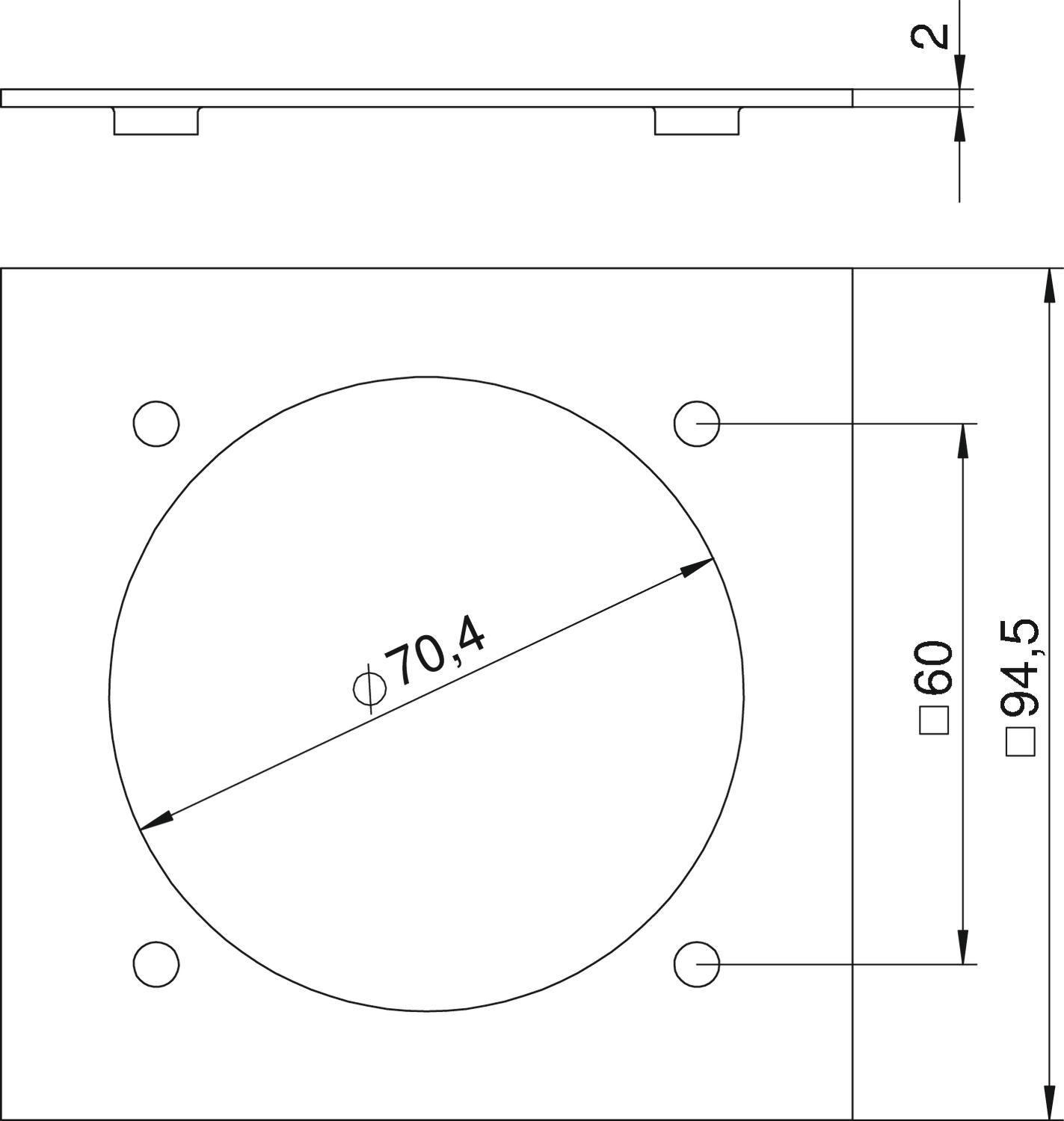 Cover plate 1x CEE 95x95mm Poliamida branco puro RAL 9010 – Imagem 2 de 2