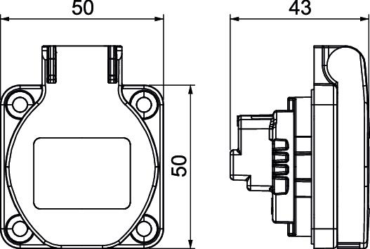 Tomada simples 0° Alvéolos protegidos, com tampa 50x61mm preto – Imagem 2 de 2