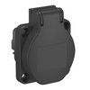 Tomada simples 0° Alvéolos protegidos, com tampa 50x61mm preto