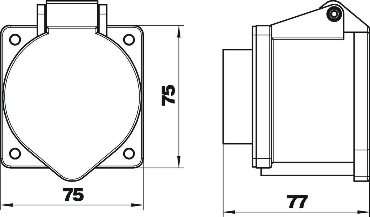 Tomada 3 polos+N+PE 400 V 32 A 75x75x72 – Imagem 2 de 2