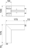 Ângulo externo rígido 189x189x100 Policarbonato/acrilonitrila-butadieno-estireno branco puro RAL 9010