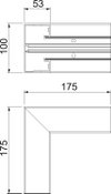 Ângulo interno rígido 175x175x100 Policarbonato/acrilonitrila-butadieno-estireno branco puro RAL 9010