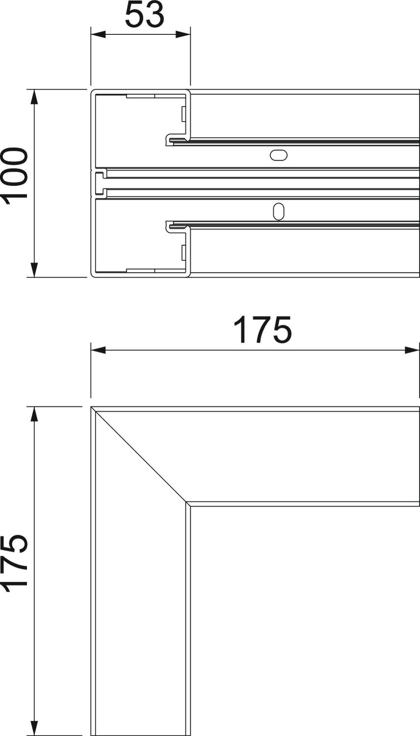Ângulo interno rígido 175x175x100 Policarbonato/acrilonitrila-butadieno-estireno branco puro RAL 9010 – Imagem 2 de 2