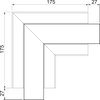 Ângulo plano rígido 200x200x100 Policarbonato/acrilonitrila-butadieno-estireno branco puro RAL 9010
