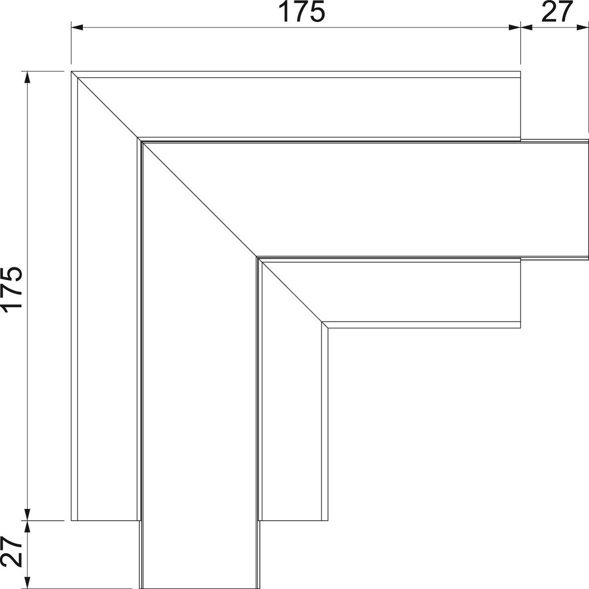 Ângulo plano rígido 200x200x100 Policarbonato/acrilonitrila-butadieno-estireno branco puro RAL 9010 – Imagem 2 de 2
