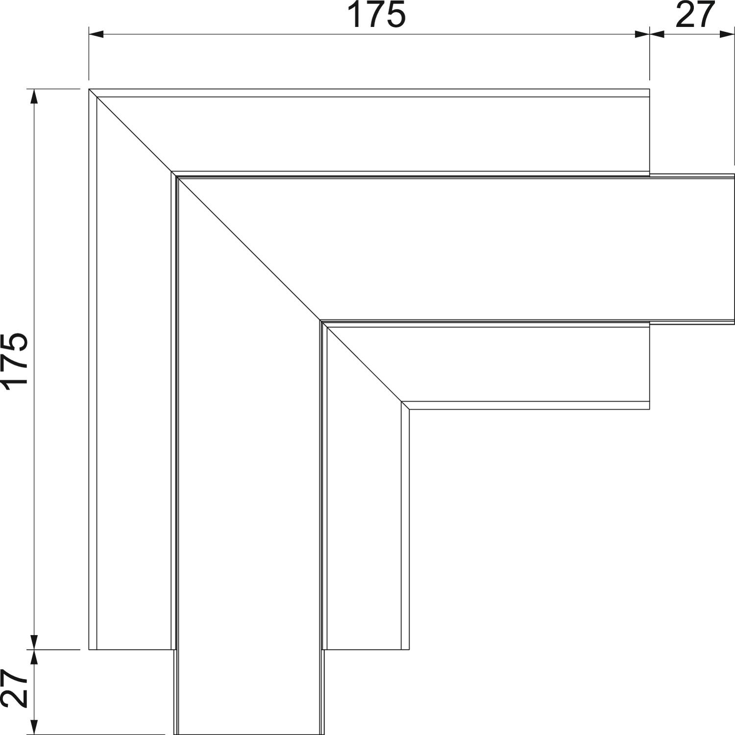 Ângulo plano rígido 200x200x100 Policarbonato/acrilonitrila-butadieno-estireno branco puro RAL 9010 – Imagem 2 de 2