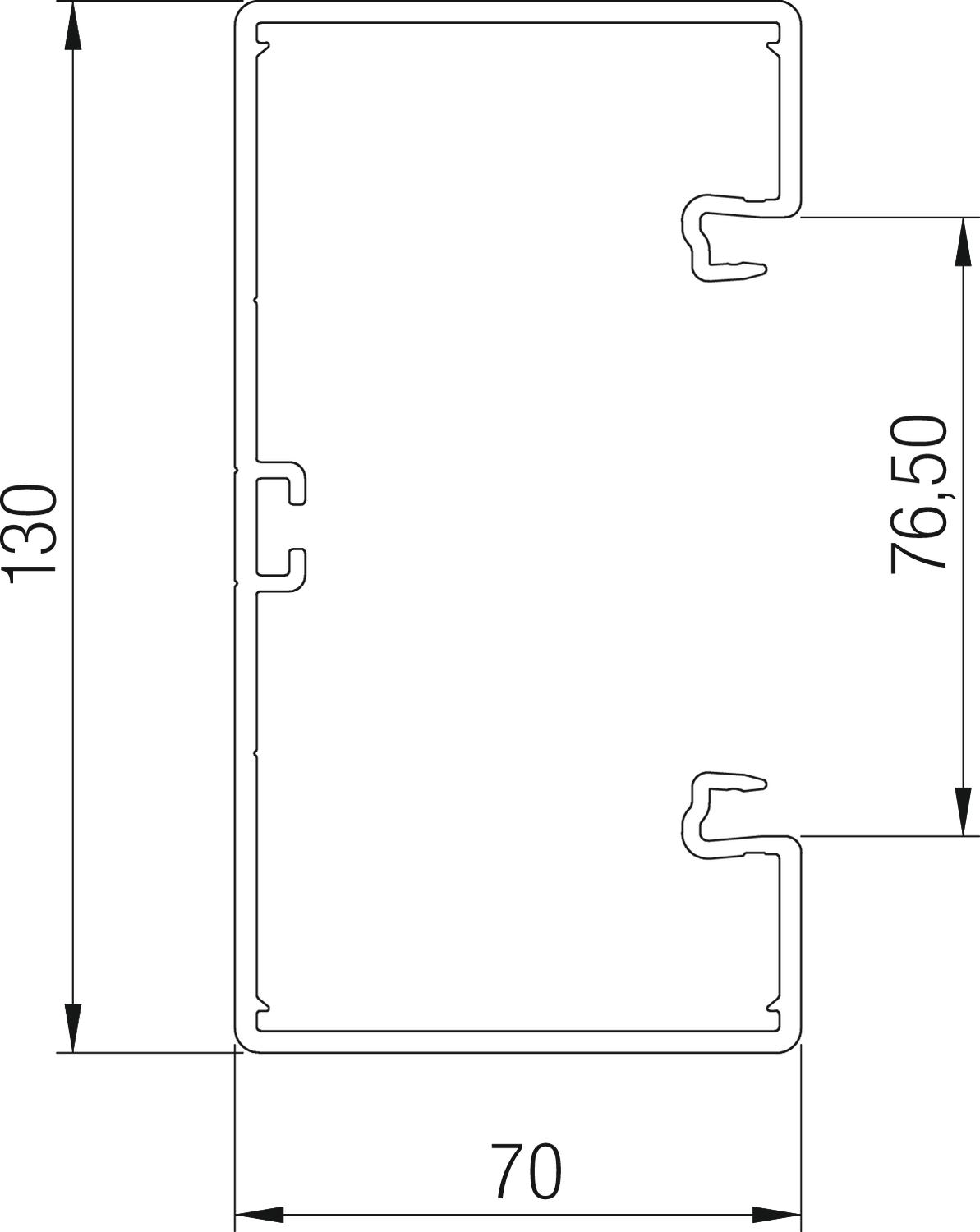 Calha técnica, livre halogéneo com base perfurada 70x130x2000 Policarbonato/acrilonitrila-butadieno-estireno branco puro RAL 9010 – Imagem 2 de 4