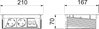 Deskbox, oscilante para montagem embutida em mesa 210x167x68 Aço inoxidável, livre de ferrugem A2 1.4301