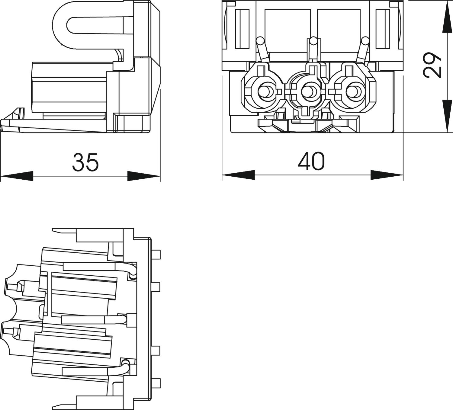 Ficha adaptador ligação em U GST 18i 3p, Modul 45connect Poliamida branco – Imagem 2 de 2