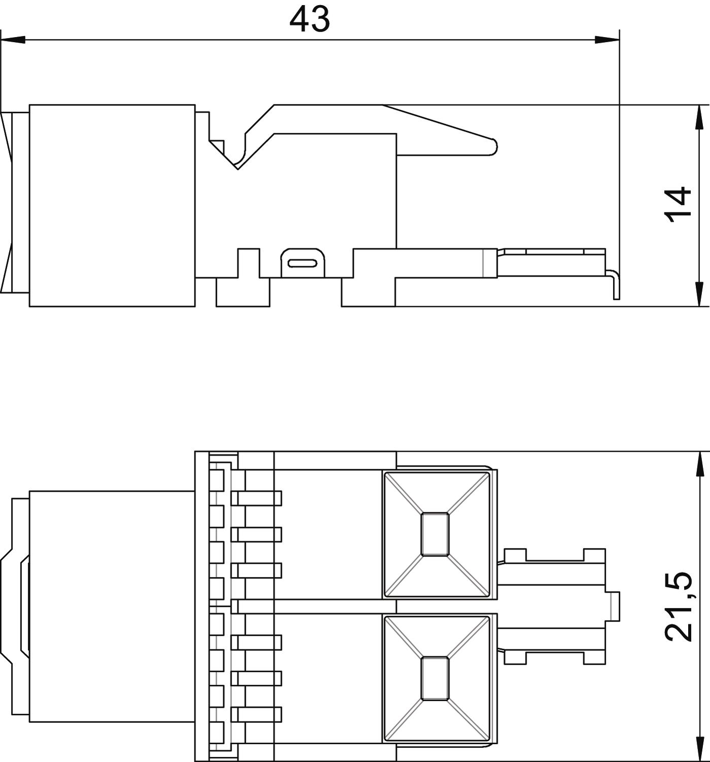 Conector RJ45 Cat. 6 não blindado  – Imagem 2 de 2
