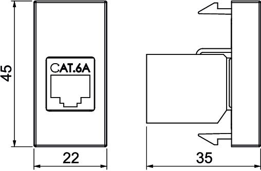 Espelho para conectores CAT 6A Fêmea-fêmea 1/2 módulo 22,5x45x35 Policarbonato cinzento antracite RAL 7021 – Imagem 2 de 2