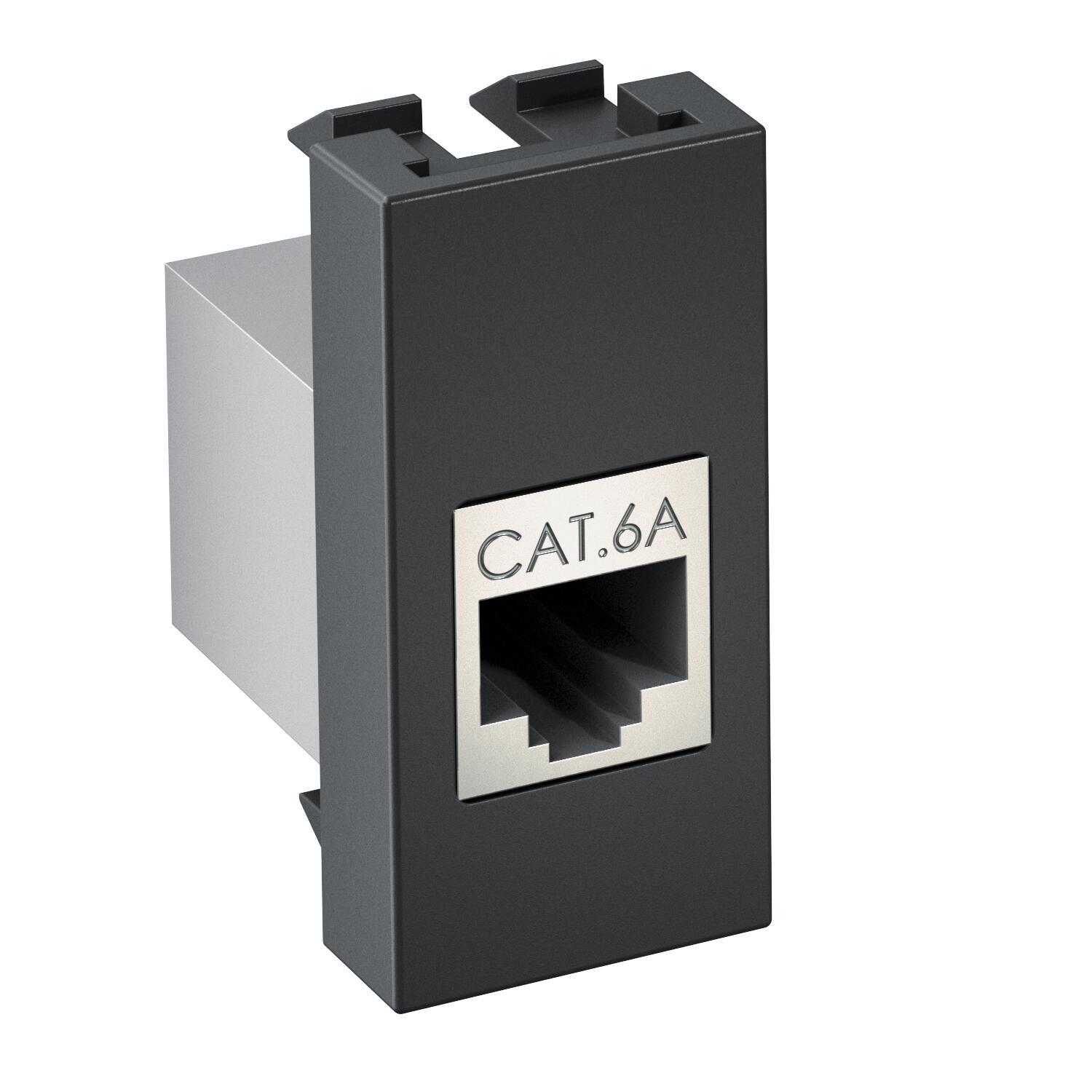 Espelho para conectores CAT 6A Fêmea-fêmea 1/2 módulo 22,5x45x35 Policarbonato cinzento antracite RAL 7021