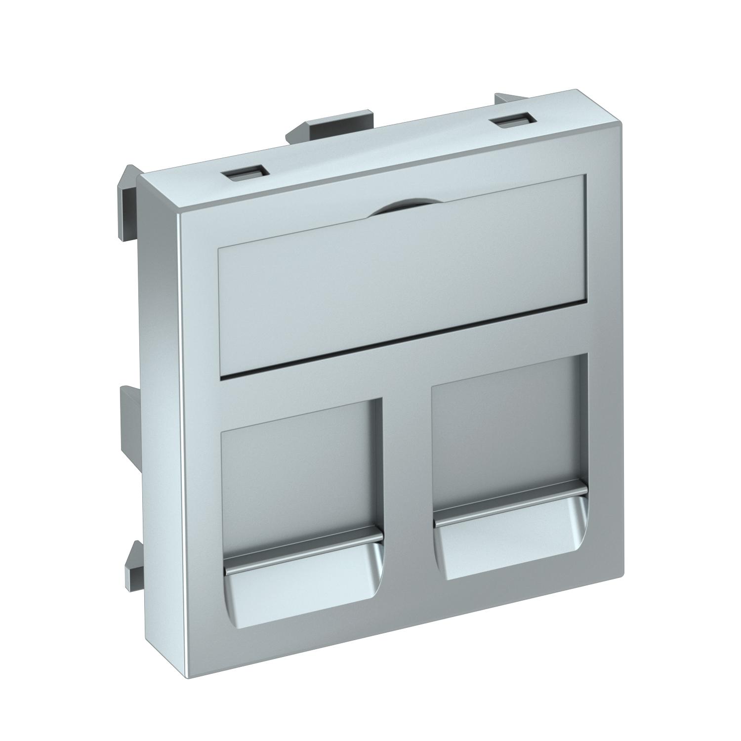 Espelho de dados para 2 conectores Tipo RM 45x45mm Policarbonato alumínio lacado