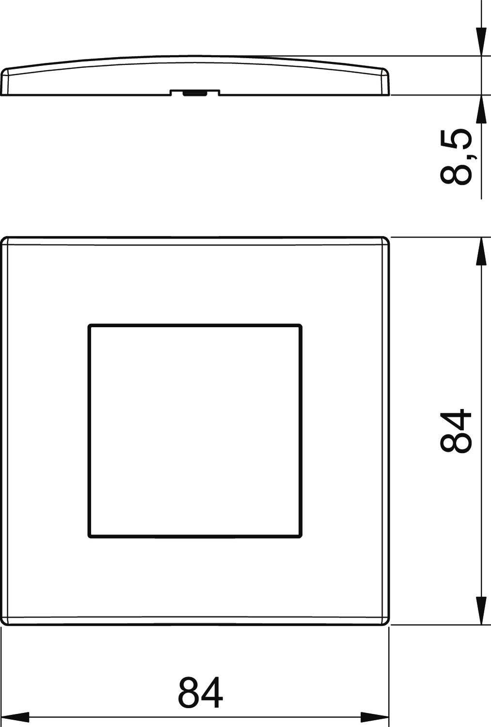 Espelho Modul 45, simples 84x84mm Policarbonato branco puro RAL 9010 – Imagem 2 de 3