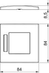 Espelho Modul 45, simples 84x84mm Policarbonato branco puro RAL 9010