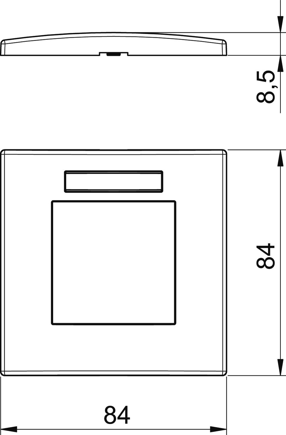 Espelho Modul 45, simples 84x84mm Policarbonato branco puro RAL 9010 – Imagem 2 de 3