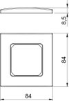 Espelho 50mm encaixe frontal, simples 84x84mm Policarbonato branco puro RAL 9010